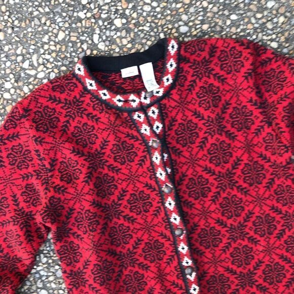 L L Bean Nordic Snowflake Cardigan Sweater M - Picture 5 of 5